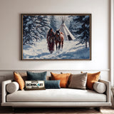 American Indian Woman Leading Horse Native American Oil Painting - image 4