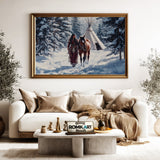 American Indian Woman Leading Horse Native American Oil Painting - image 5