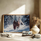 American Indian Woman Leading Horse Native American Oil Painting - image 6