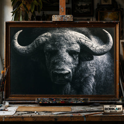 Ancient Buffalo - Hand-Painted Oil Painting - View 1
