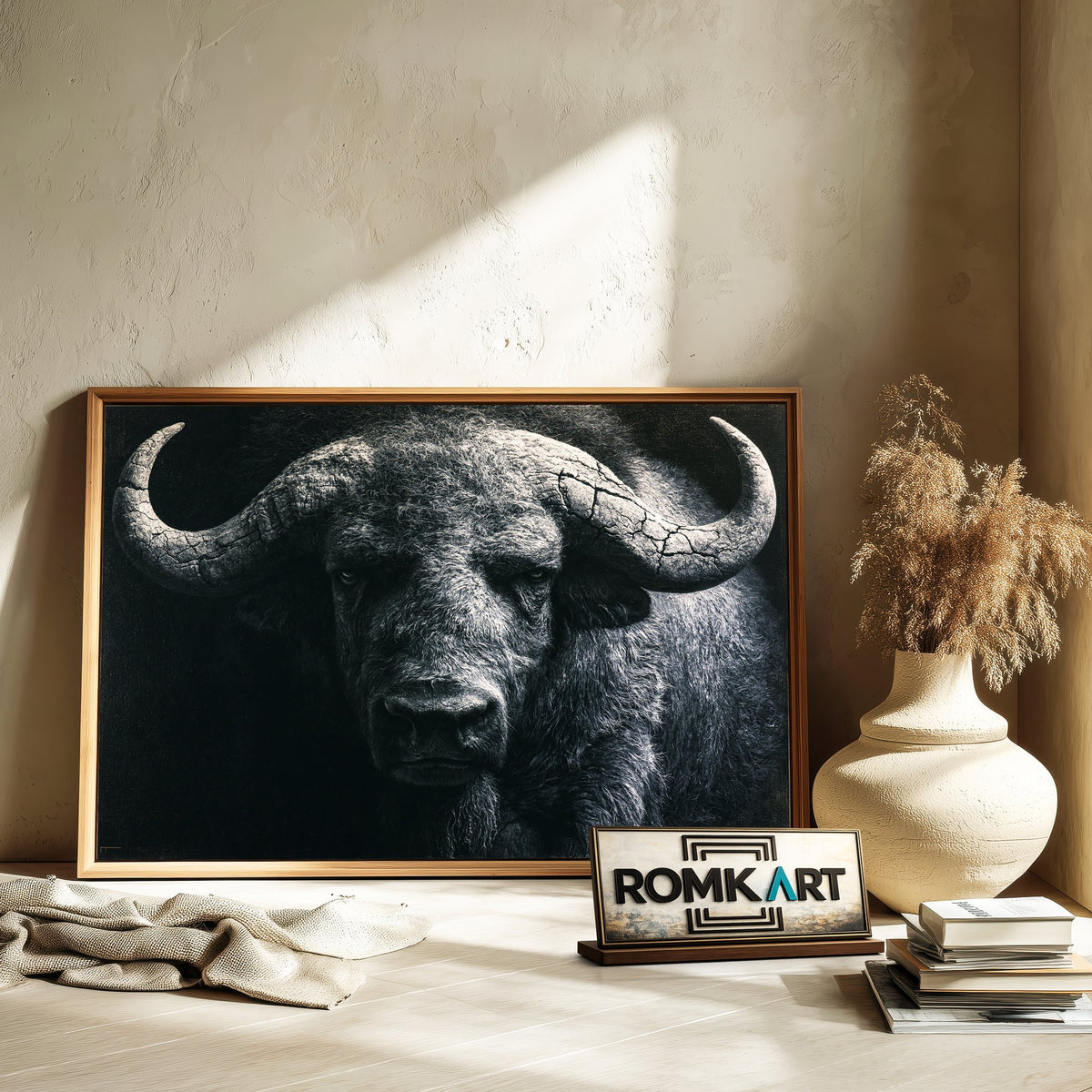 Ancient Buffalo Oil Painting - image 6