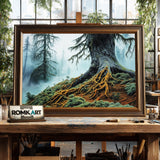 Ancient Forest in the Mist Forest Landscape Oil Painting - image 2