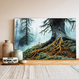 Ancient Forest in the Mist Forest Landscape Oil Painting - image 3