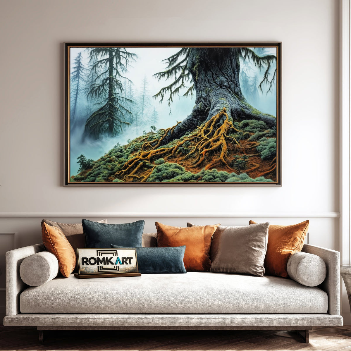 Ancient Forest in the Mist Forest Landscape Oil Painting - image 4