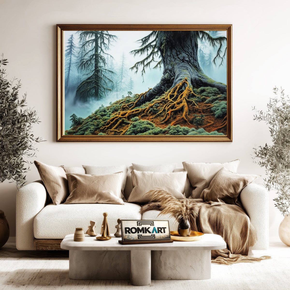 Ancient Forest in the Mist Forest Landscape Oil Painting - image 5