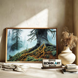 Ancient Forest in the Mist Forest Landscape Oil Painting - image 6