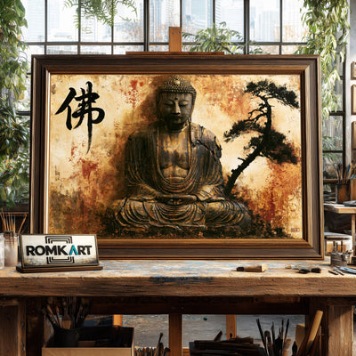 Ancient Seated Buddha Oil Painting - image 2