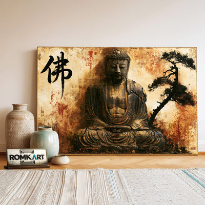 Ancient Seated Buddha Oil Painting - image 3