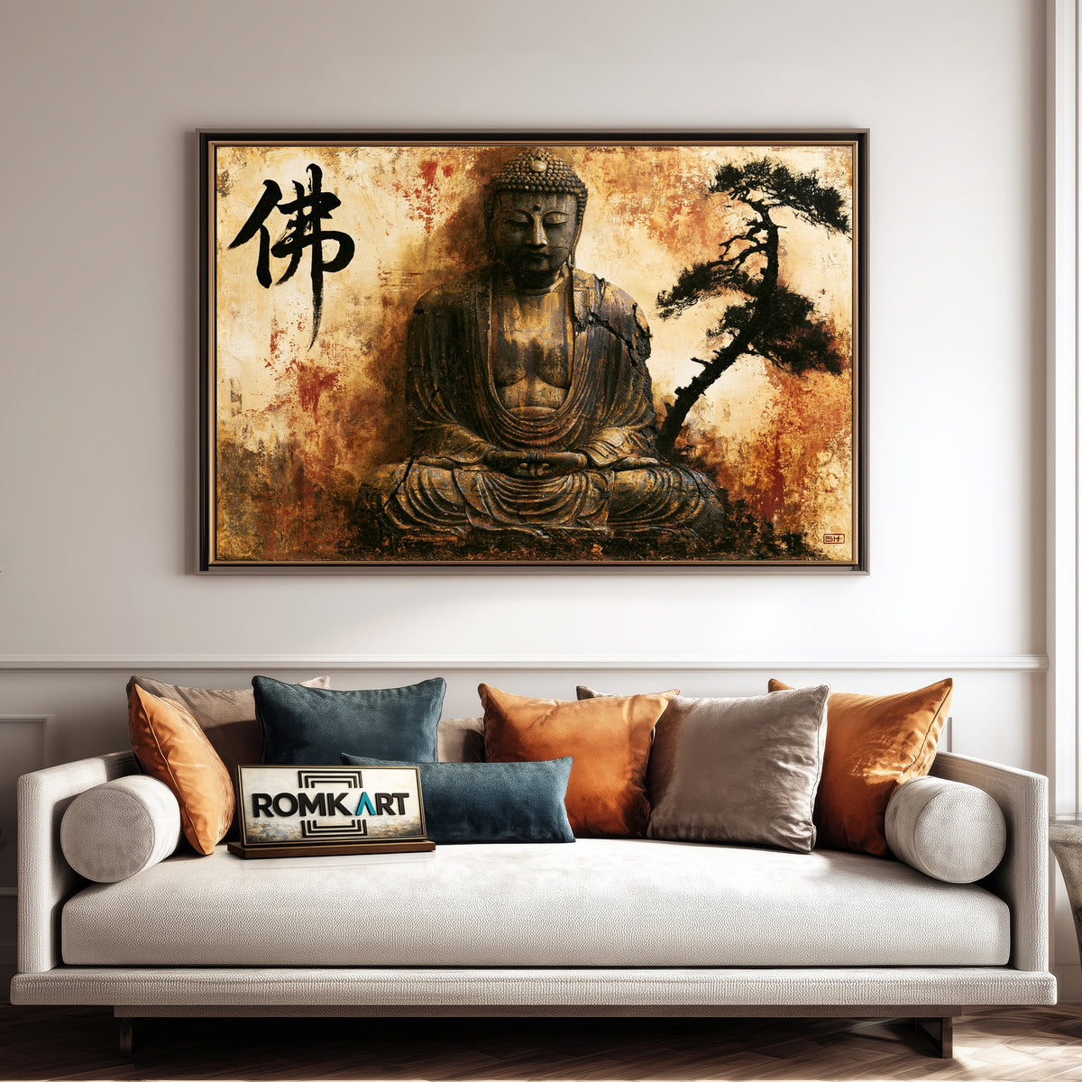Ancient Seated Buddha Oil Painting - image 4
