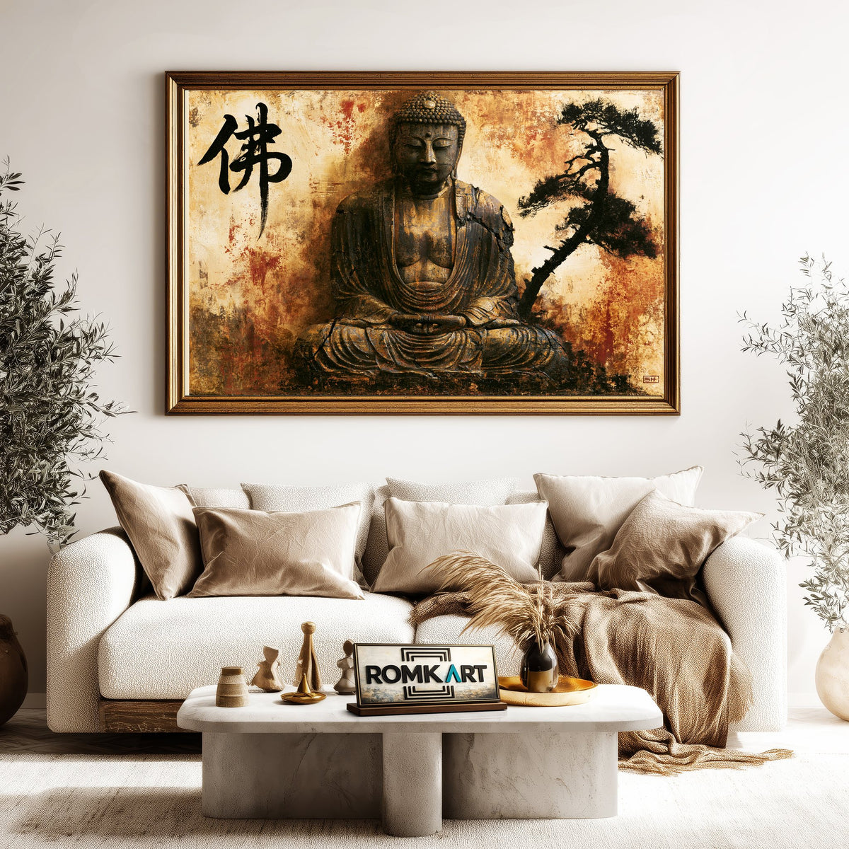 Ancient Seated Buddha Oil Painting - image 5