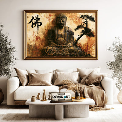 Ancient Seated Buddha Oil Painting - image 5