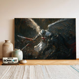Angel and Army of Demons Battle Scene Religious Oil Painting - image 3