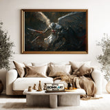 Angel and Army of Demons Battle Scene Religious Oil Painting - image 5