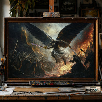 Angel Battling Army of Demons hand-painted oil painting on canvas