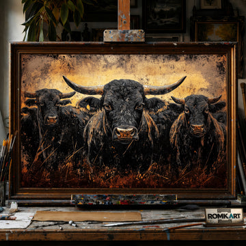 Angus Bull hand-painted oil painting on canvas