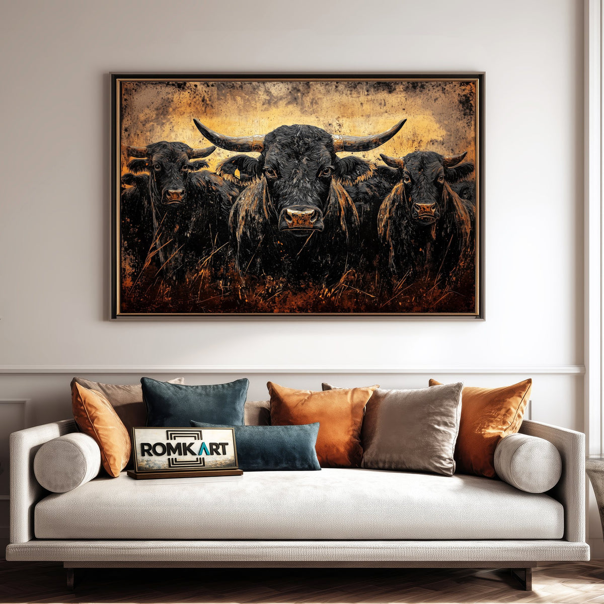Angus Bull Farm Animal Oil Painting - image 4