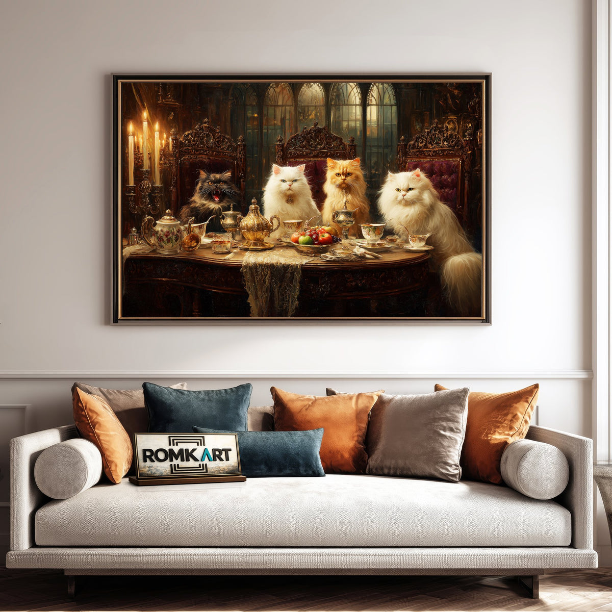 Aristocratic Cats Victorian Tea Party Oil Painting - image 4