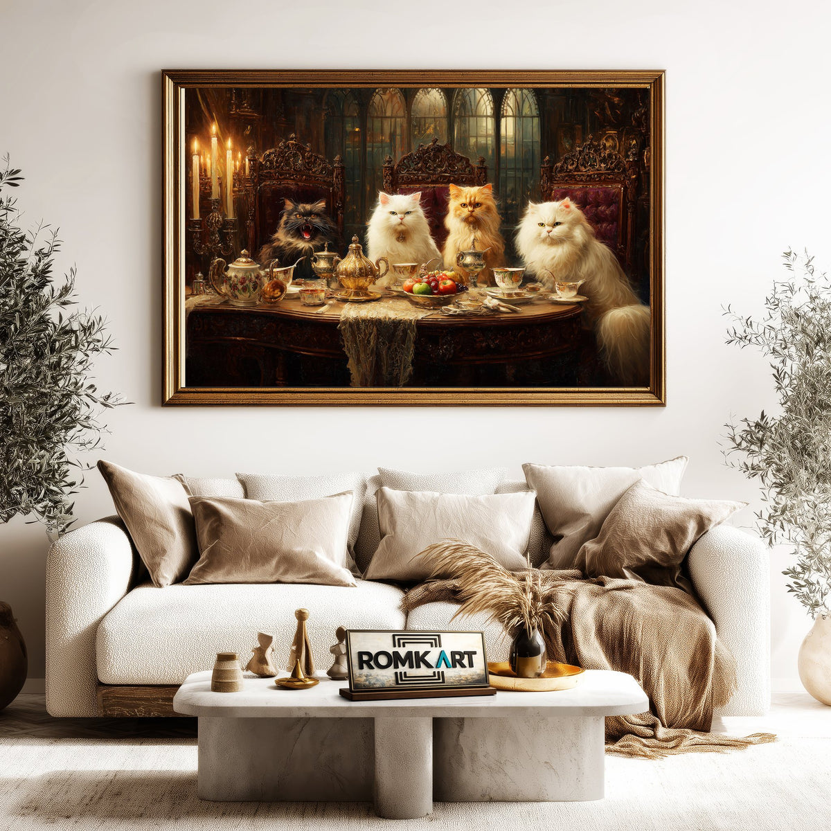 Aristocratic Cats Victorian Tea Party Oil Painting - image 5