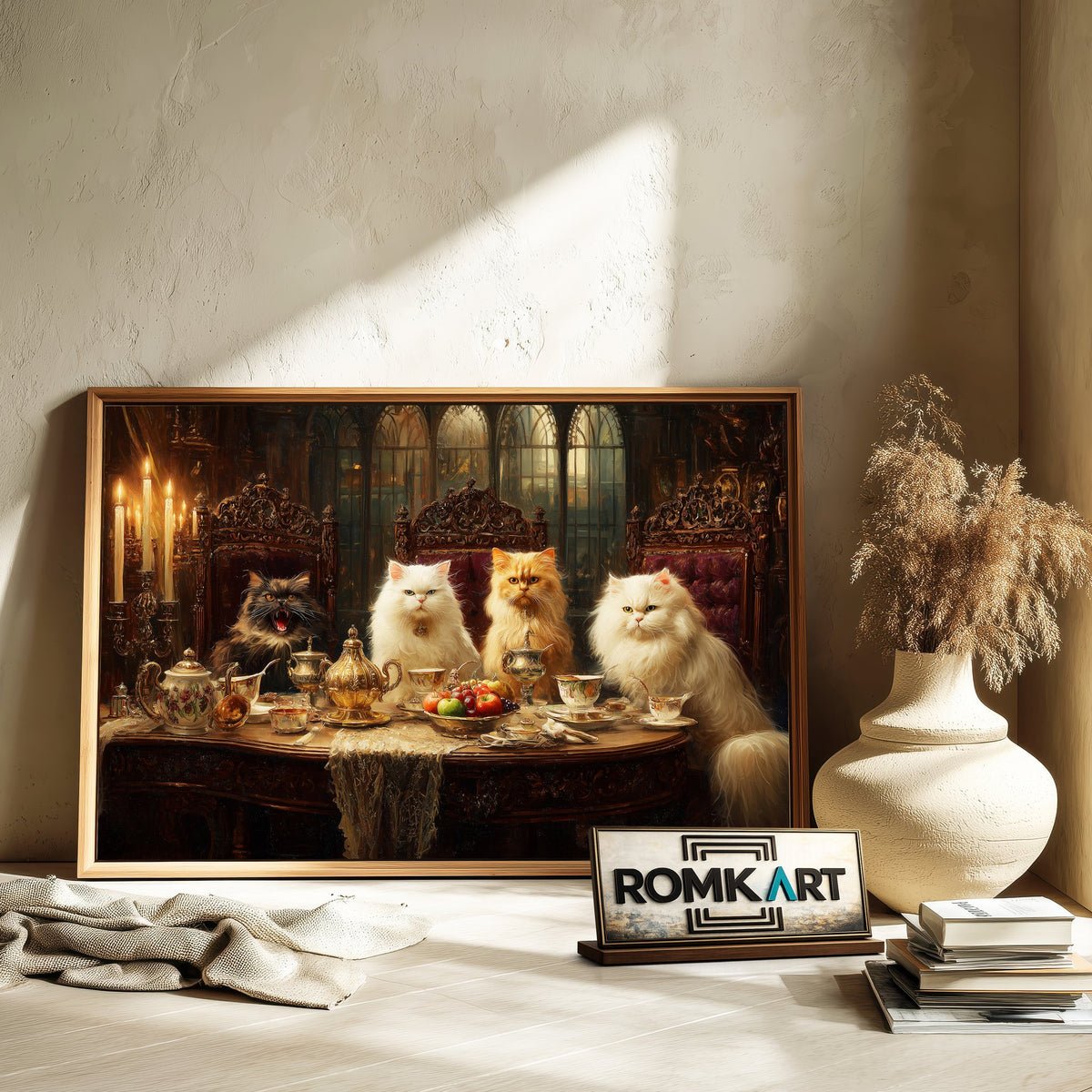 Aristocratic Cats Victorian Tea Party Oil Painting - image 6