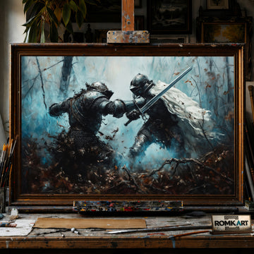 Armored Medieval Knights Battle hand-painted oil painting on canvas