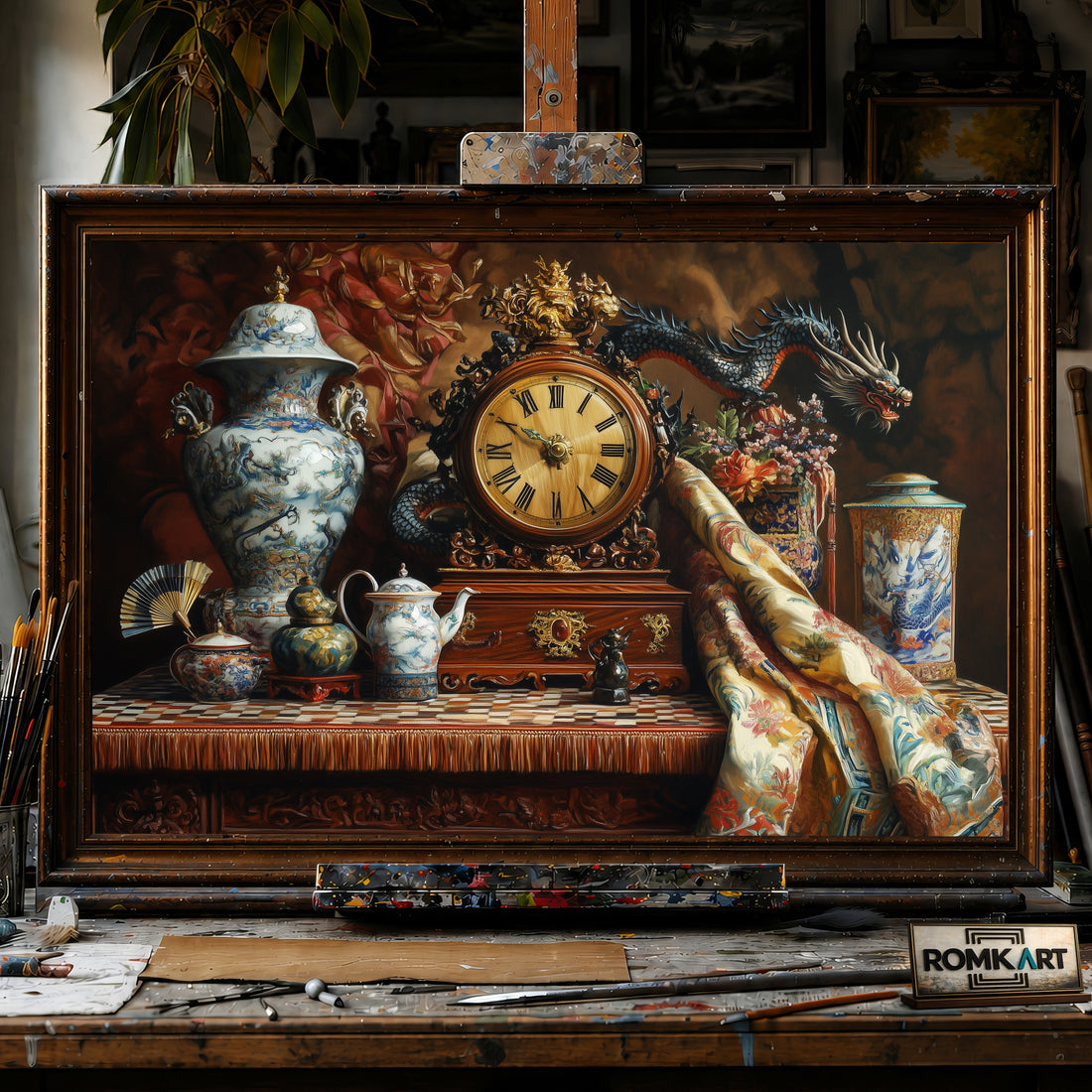Asian Antiques hand-painted oil painting on canvas