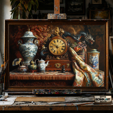Asian Antiques hand-painted oil painting on canvas