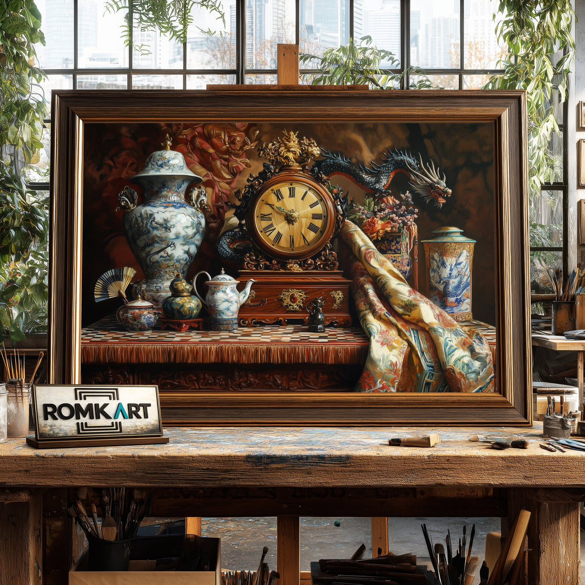 Asian Antiques Oil Painting - image 2