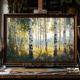 Aspen Grove Bathed in Sunlight hand-painted oil painting on canvas