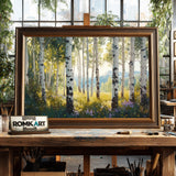 Aspen Grove Bathed in Sunlight Forest Landscape Oil Painting - image 2