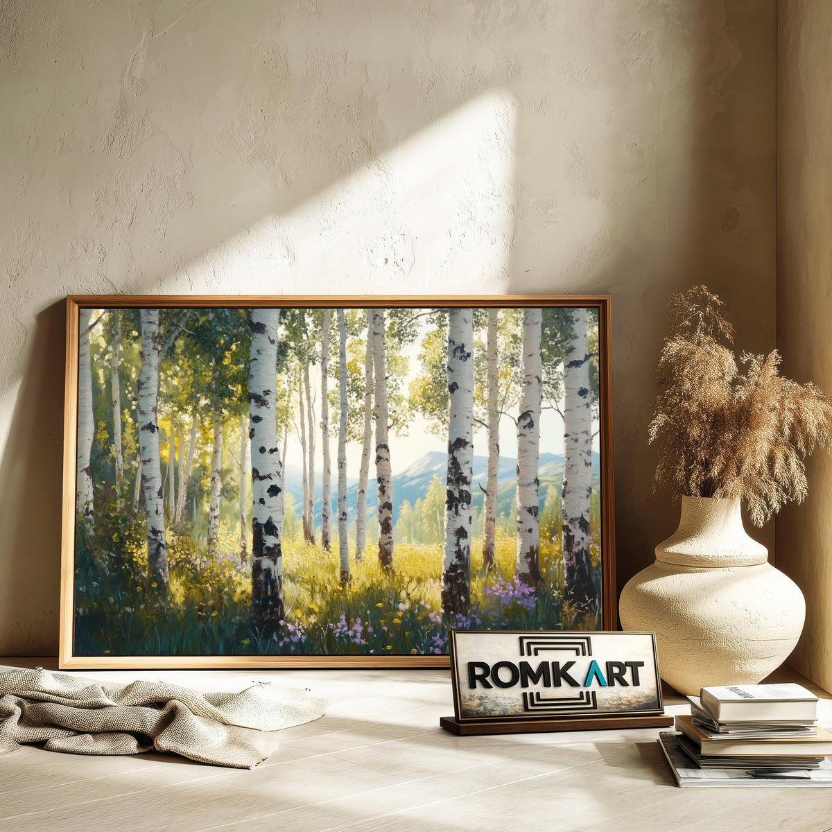Aspen Grove Bathed in Sunlight Forest Landscape Oil Painting - image 6