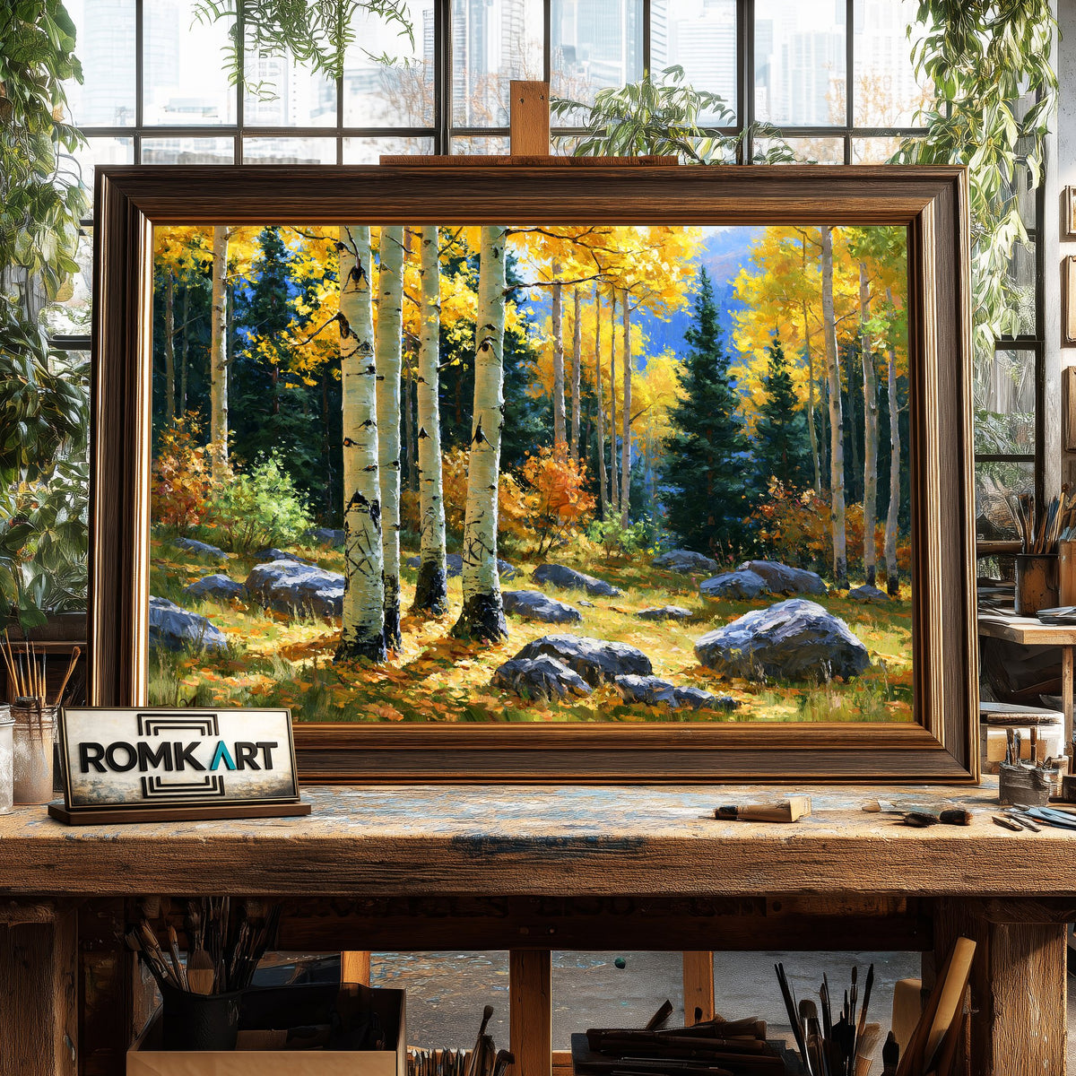 Aspen Grove Forest Landscape Oil Painting - image 2