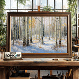 Aspen grove Winter Forest Landscape Oil Painting - image 2