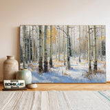 Aspen grove Winter Forest Landscape Oil Painting - image 3