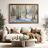 Aspen grove Winter Forest Landscape Oil Painting - image 5