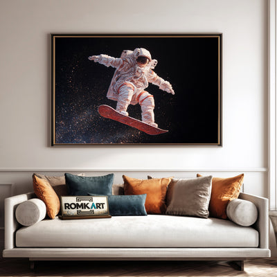 Astronaut on Snowboard Space Oil Painting - image 4