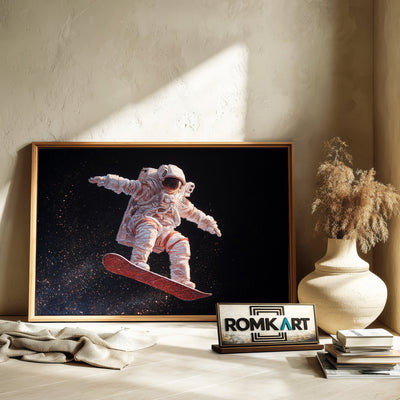 Astronaut on Snowboard Space Oil Painting - image 6