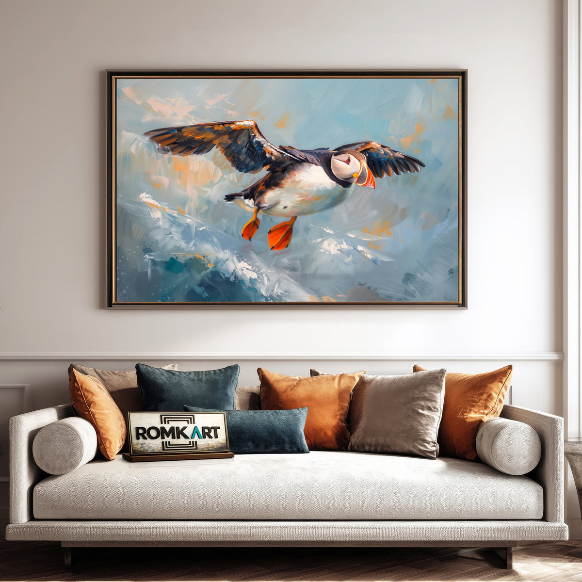 Atlantic Puffin Bird Oil Painting - image 4