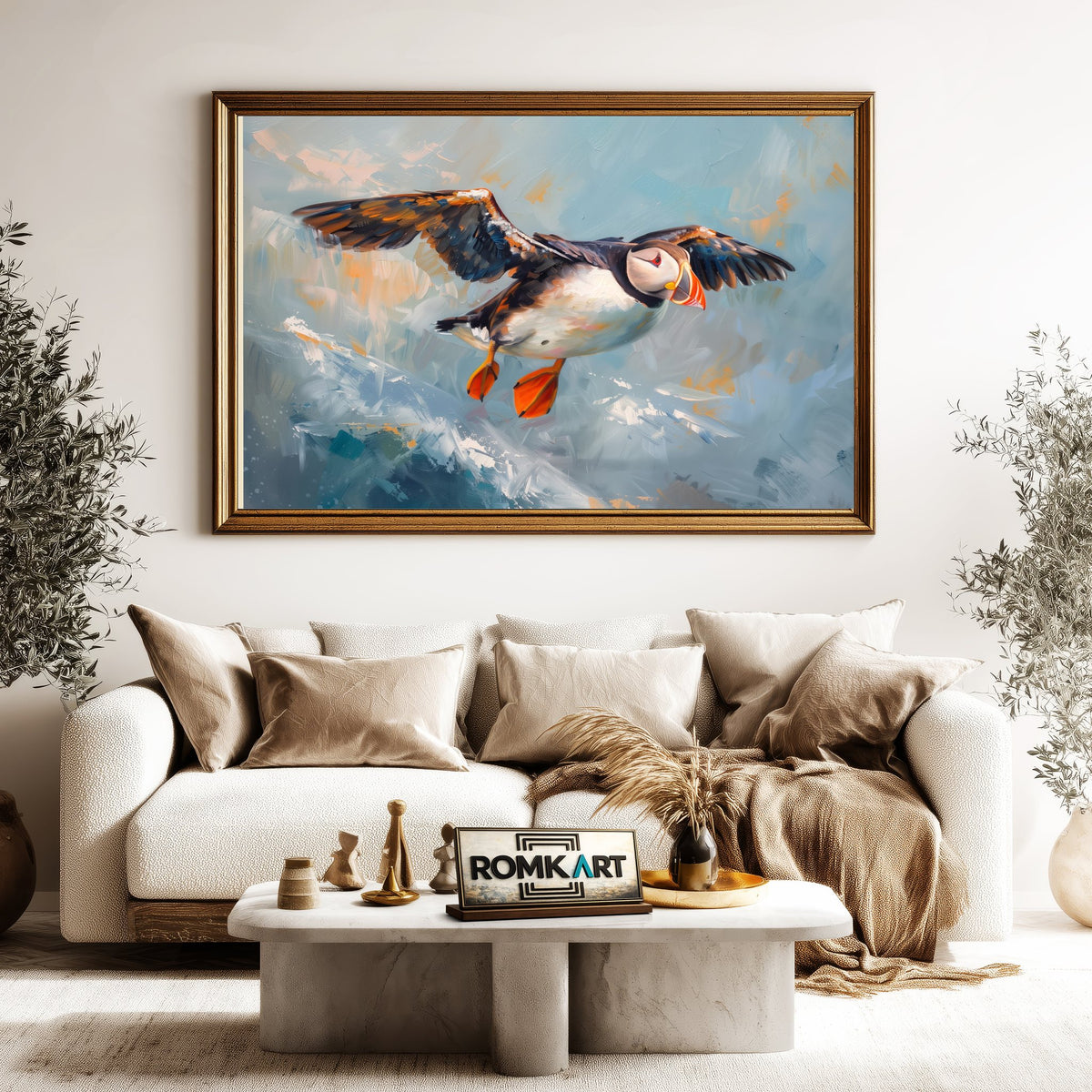 Atlantic Puffin Bird Oil Painting - image 5