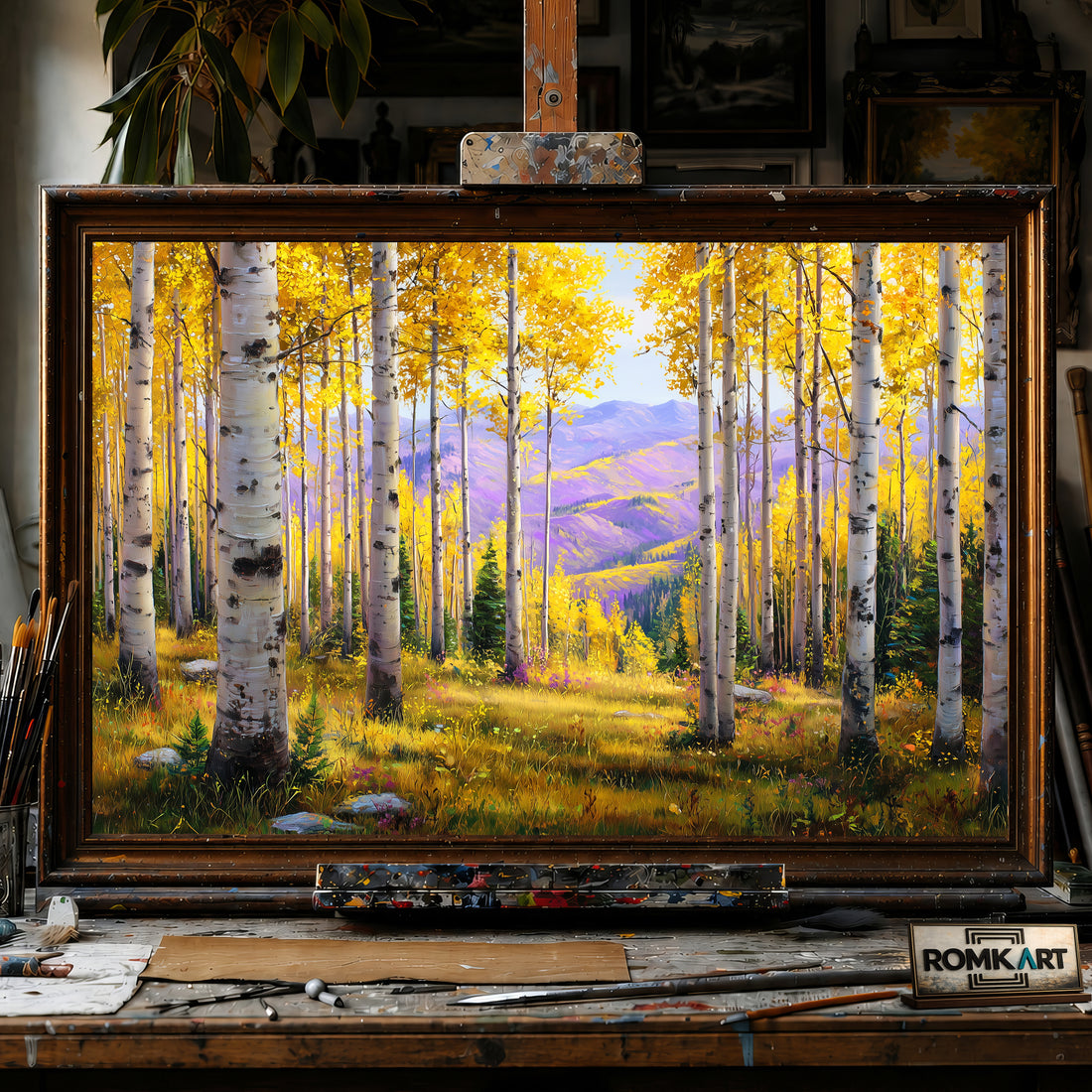 Autumn Aspen Grove Colorado hand-painted oil painting on canvas