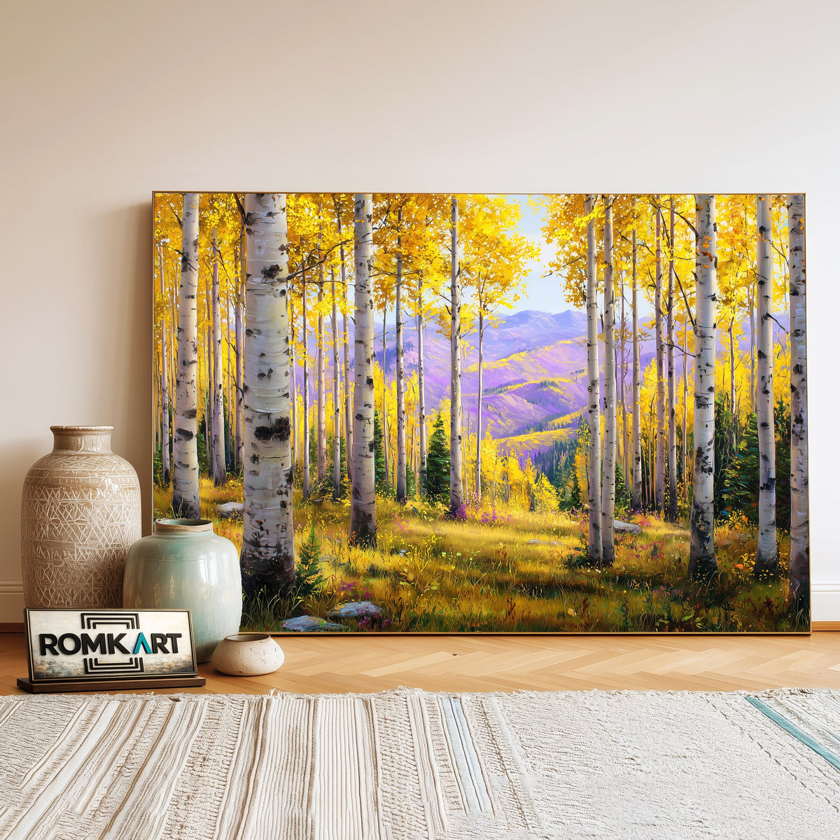 Autumn Aspen Grove Colorado Forest Landscape Oil Painting - image 3