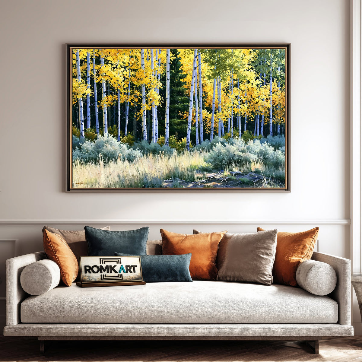 Autumn Aspen Grove Forest Landscape Oil Painting - image 4