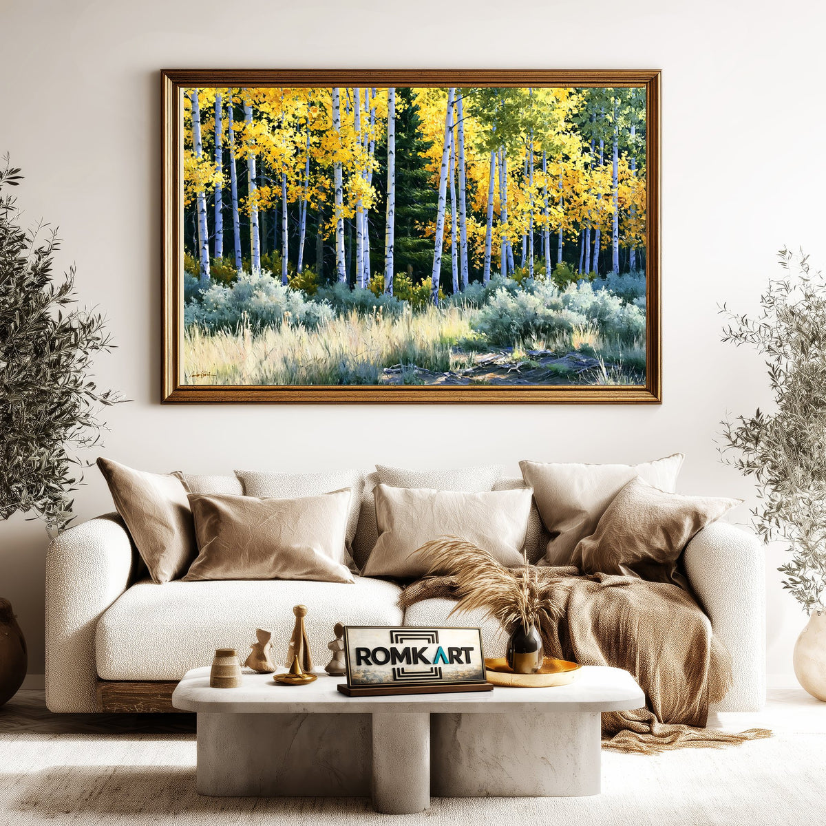Autumn Aspen Grove Forest Landscape Oil Painting - image 5