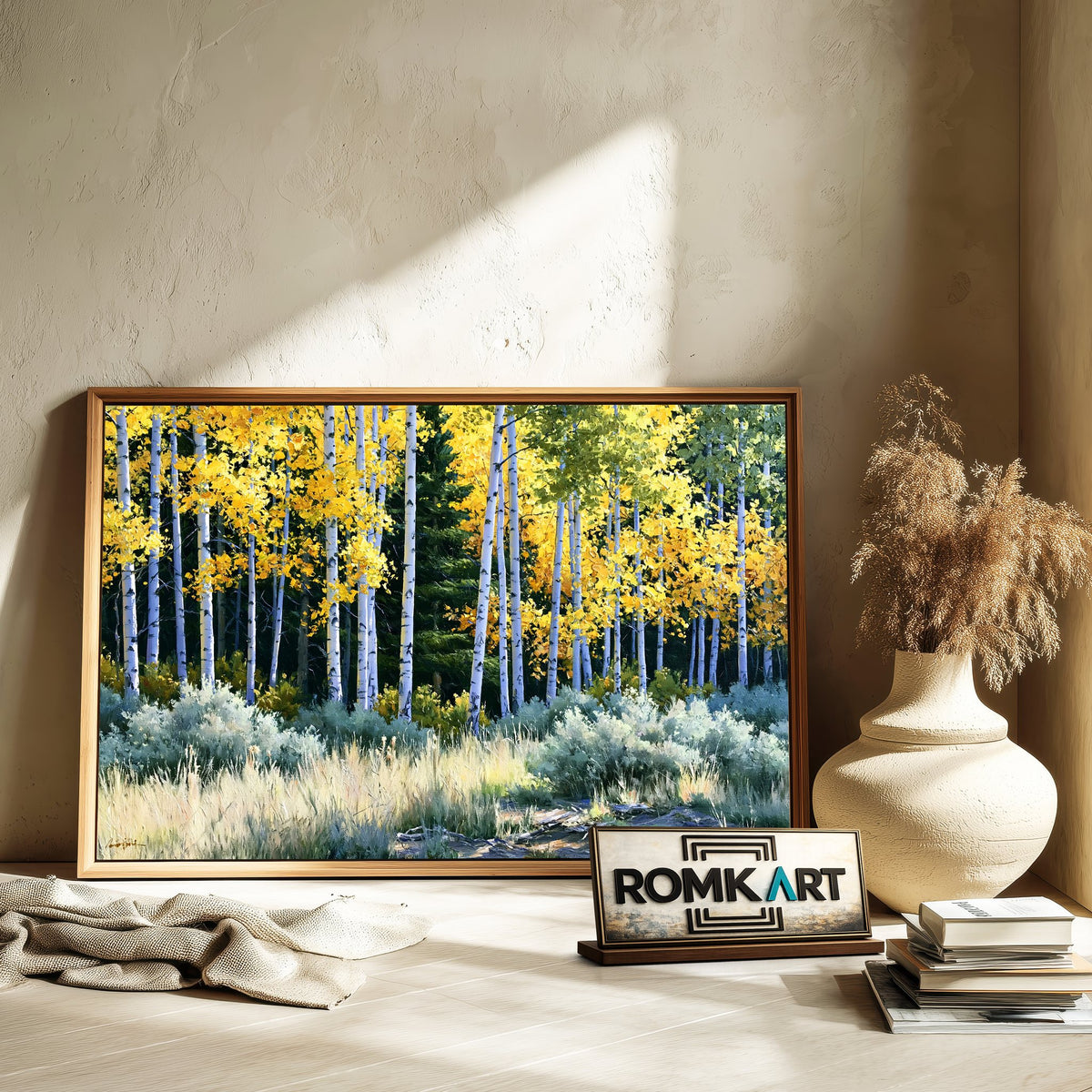 Autumn Aspen Grove Forest Landscape Oil Painting - image 6