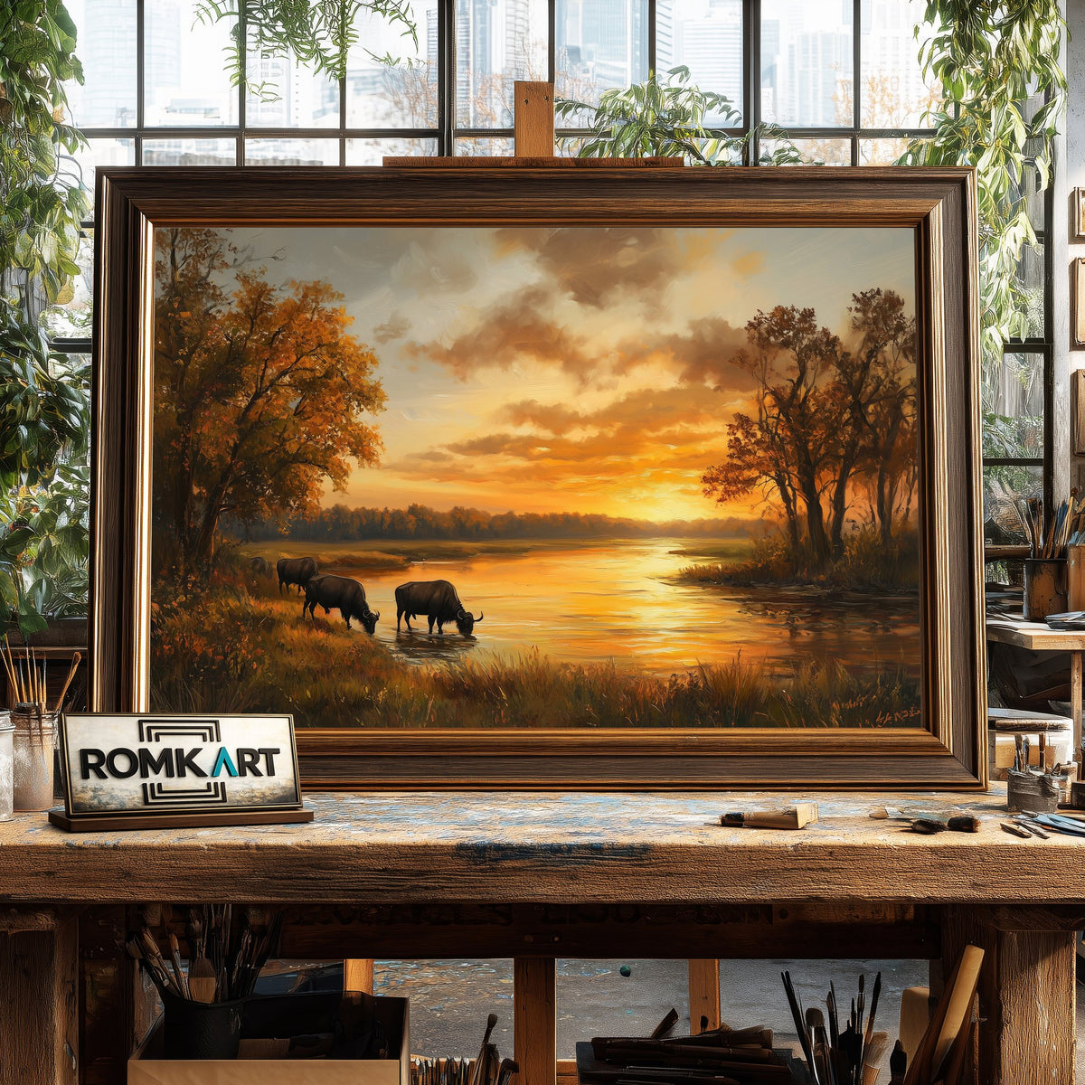 Autumn Landscape at Sunset Oil Painting - image 2