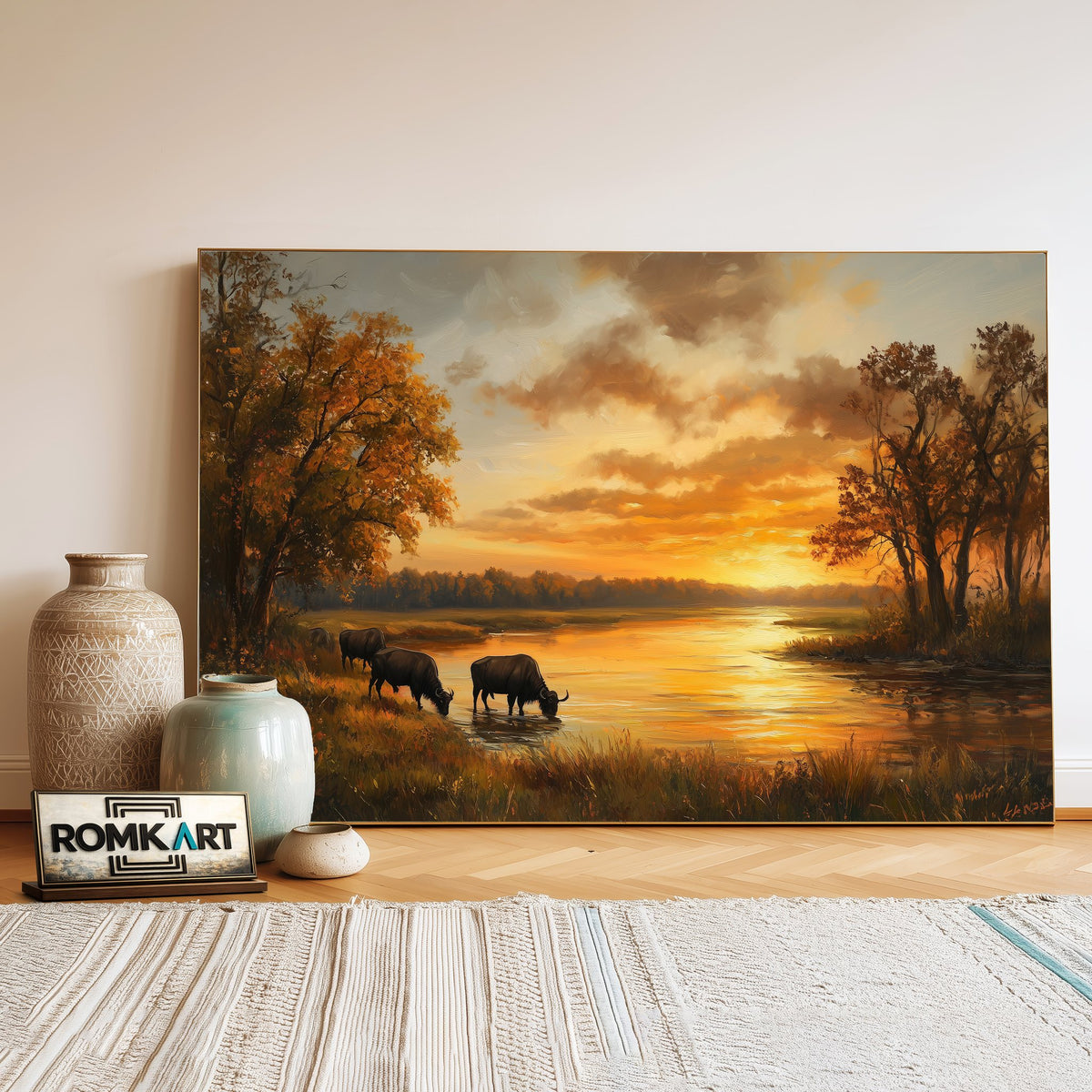 Autumn Landscape at Sunset Oil Painting - image 3