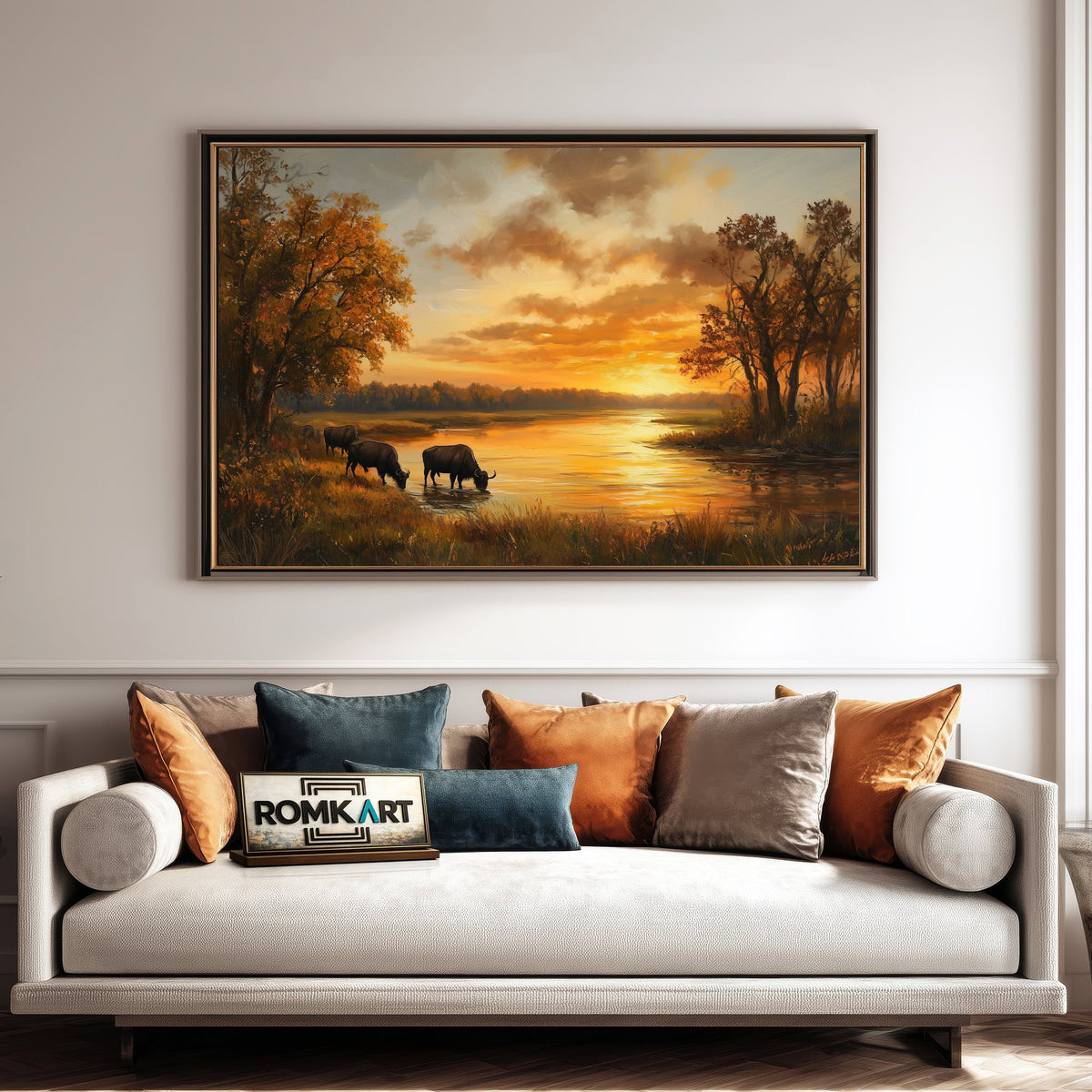 Autumn Landscape at Sunset Oil Painting - image 4