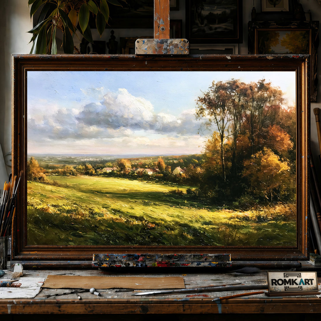 Autumn Landscape - Hand-Painted Oil Painting - View 1