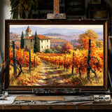 Autumn Tuscan Vineyard hand-painted oil painting on canvas