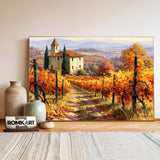 Autumn Tuscan Vineyard Countryside Oil Painting - image 3