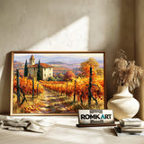 Autumn Tuscan Vineyard Countryside Oil Painting - image 6